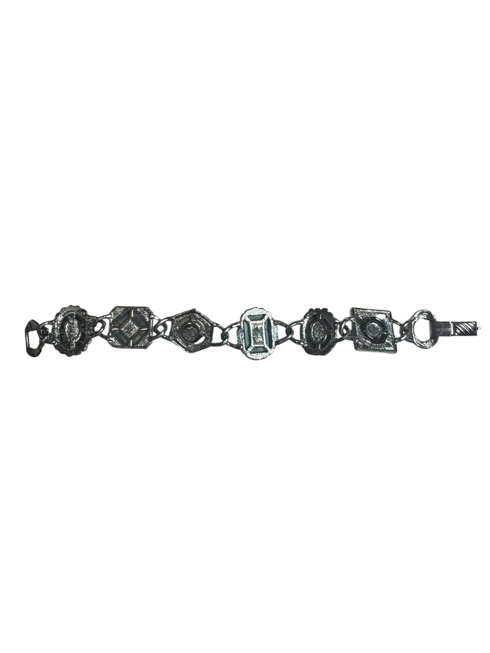 Sarah Coventry Silver Tone Faux Gemstone Panel Bracelet - Picture 3 of 10